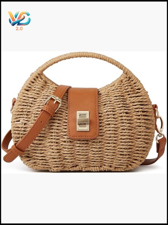 Handbags - Handmade Straw Woven Beach Bag Crossbody Shell Clutch Summer Vacation Travel